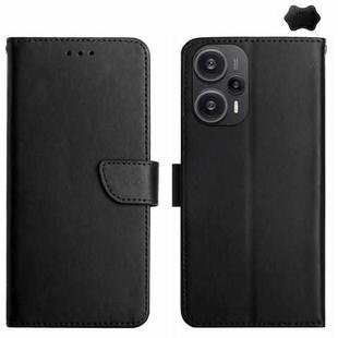For Xiaomi Poco F5 Genuine Leather Fingerprint-proof Flip Phone Case(Black)
