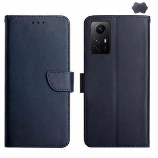For Xiaomi Redmi Note 12S Genuine Leather Fingerprint-proof Flip Phone Case(Blue)