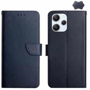 For Xiaomi Redmi 12 5G Genuine Leather Fingerprint-proof Flip Phone Case(Blue)