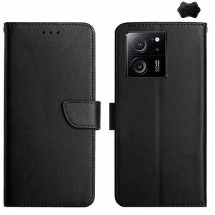 For Xiaomi 13T / 13T Pro Genuine Leather Fingerprint-proof Flip Phone Case(Black)