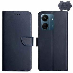 For Xiaomi Redmi 13C 4G Genuine Leather Fingerprint-proof Flip Phone Case(Blue)