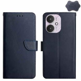 For Xiaomi Redmi 13C 5G Genuine Leather Fingerprint-proof Flip Phone Case(Blue)