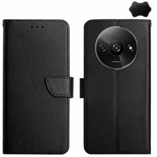 For Xiaomi Redmi A3 Genuine Leather Fingerprint-proof Flip Phone Case(Black)