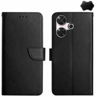 For Redmi 13 4G Global / 5G Global Genuine Leather Fingerprint-proof Flip Phone Case(Black)