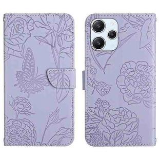 For Xiaomi Redmi 12 4G Global Skin Feel Butterfly Embossed Flip Leather Phone Case(Purple)