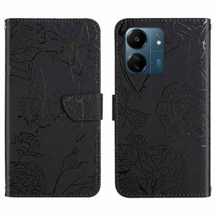 For Xiaomi Redmi 13C 4G Skin Feel Butterfly Embossed Flip Leather Phone Case(Black)