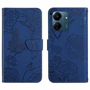 For Xiaomi Redmi 13C 4G Skin Feel Butterfly Embossed Flip Leather Phone Case(Blue)