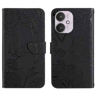 For Xiaomi Redmi 13C 5G Skin Feel Butterfly Embossed Flip Leather Phone Case(Black)