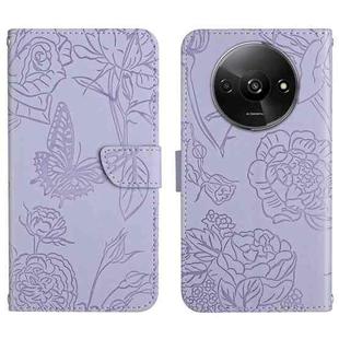 For Xiaomi Redmi A3 Skin Feel Butterfly Embossed Flip Leather Phone Case(Purple)