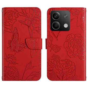 For Xiaomi Redmi Note 13 Pro 4G Global Skin Feel Butterfly Embossed Flip Leather Phone Case(Red)