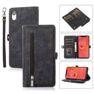 For iPhone XR Zipper Card Slot Buckle Wallet Leather Phone Case(Black)