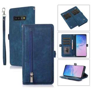 For Samsung Galaxy S10 Zipper Card Slot Buckle Wallet Leather Phone Case(Blue)