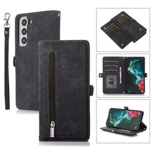 For Samsung Galaxy S21+ Zipper Card Slot Buckle Wallet Leather Phone Case(Black)