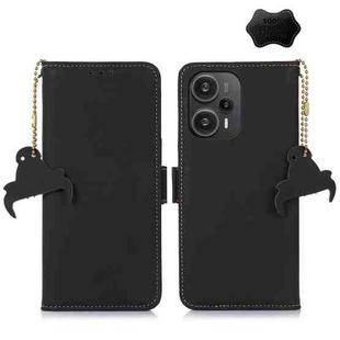 For Xiaomi Redmi Note 12 Turbo / POCO F5 Genuine Leather Magnetic RFID Leather Phone Case(Black)