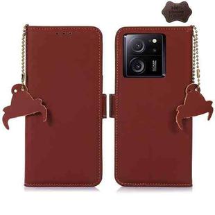 For Xiaomi 13T / Redmi K60 Ultra Genuine Leather Magnetic RFID Leather Phone Case(Coffee)