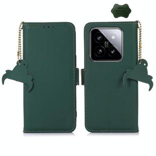 For Xiaomi 14 Genuine Leather Magnetic RFID Leather Phone Case(Green)