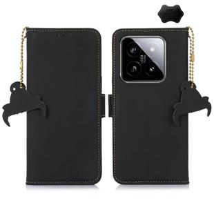 For Xiaomi 14 Genuine Leather Magnetic RFID Leather Phone Case(Black)