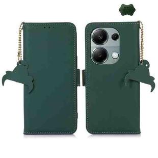 For Xiaomi Redmi Note 13 4G Genuine Leather Magnetic RFID Leather Phone Case(Green)