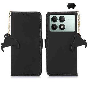 For Xiaomi Redmi K70E / Poco X6 Pro Genuine Leather Magnetic RFID Leather Phone Case(Black)