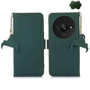 For Xiaomi Redmi A3 Genuine Leather Magnetic RFID Leather Phone Case(Green)