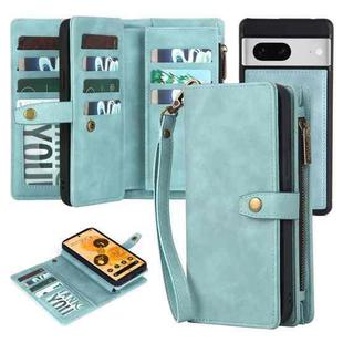 For Google Pixel 7 Zipper Wallet Detachable MagSafe Leather Phone Case(Blue)