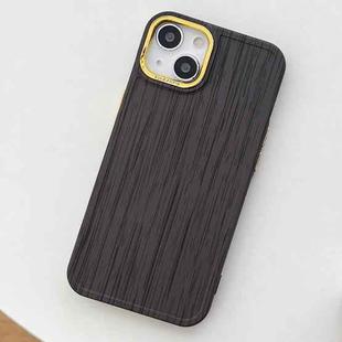 For iPhone 14 Plus Retro Wood Texture Shockproof Phone Case(Black)