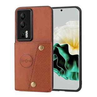 For Huawei P60 / P60 Pro Double Buckle Magnetic PU+TPU Phone Case(Brown)