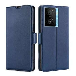 For vivo iQOO Z7x Ultra-thin Voltage Side Buckle Horizontal Flip Leather Phone Case(Blue)