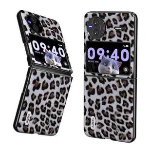 For vivo X Flip ABEEL Black Edge Leopard Phone Case(Silver Leopard)
