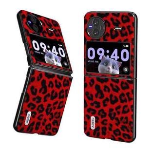 For vivo X Flip ABEEL Black Edge Leopard Phone Case(Red Leopard)