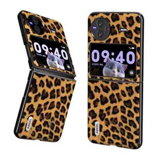 For vivo X Flip ABEEL Black Edge Leopard Phone Case(Golden Leopard)