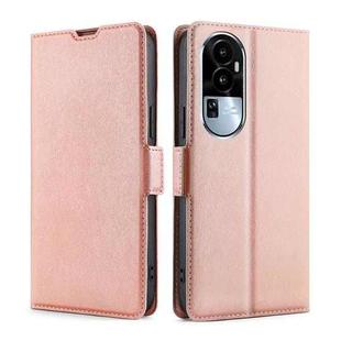 For OPPO Reno10 5G Ultra-thin Voltage Side Buckle Horizontal Flip Leather Phone Case(Rose Gold)