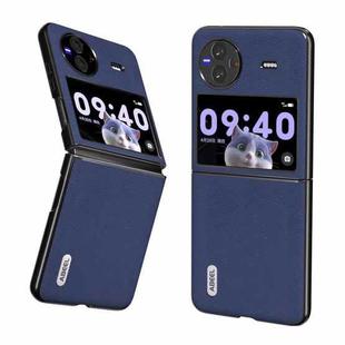 For vivo X Flip ABEEL Genuine Leather Mino Black Edge Phone Case(Royal Blue)