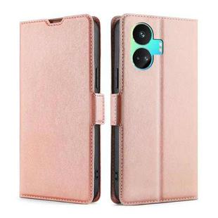 For Realme GT Neo5 SE Ultra-thin Voltage Side Buckle Horizontal Flip Leather Phone Case(Rose Gold)