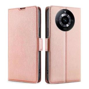 For Realme 11 5G Ultra-thin Voltage Side Buckle Horizontal Flip Leather Phone Case(Rose Gold)