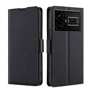 For Realme GT5 / GT5 240W Ultra-thin Voltage Side Buckle Horizontal Flip Leather Phone Case(Black)
