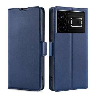 For Realme GT5 / GT5 240W Ultra-thin Voltage Side Buckle Horizontal Flip Leather Phone Case(Blue)