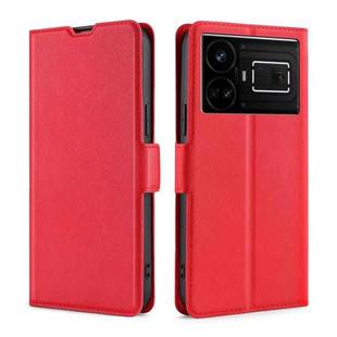 For Realme GT5 / GT5 240W Ultra-thin Voltage Side Buckle Horizontal Flip Leather Phone Case(Red)
