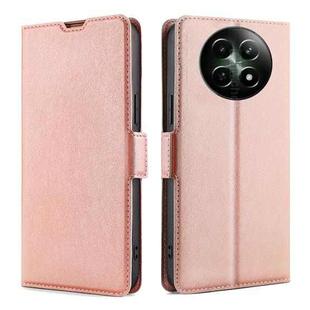 For Realme 12 5G Ultra-thin Voltage Side Buckle Horizontal Flip Leather Phone Case(Rose Gold)