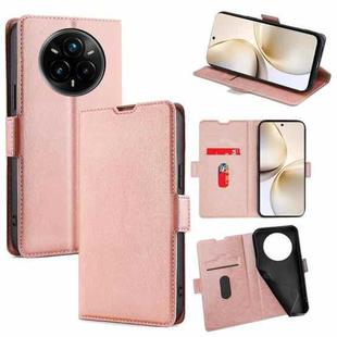 For Realme 14 Pro 5G Global Ultra-thin Voltage Side Buckle Horizontal Flip Leather Phone Case(Rose Gold)