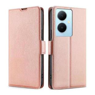 For vivo Y78 Plus 5G Ultra-thin Voltage Side Buckle Horizontal Flip Leather Phone Case(Rose Gold)