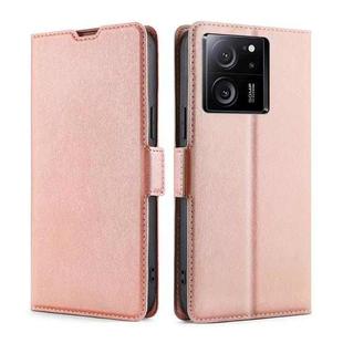 For Xiaomi Redmi K60 Ultra Ultra-thin Voltage Side Buckle Horizontal Flip Leather Phone Case(Rose Gold)