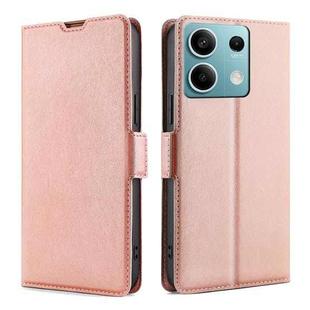 For Xiaomi Redmi Note 13 4G Ultra-thin Voltage Side Buckle Horizontal Flip Leather Phone Case(Rose Gold)