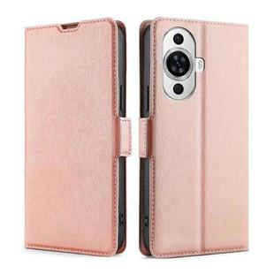 For Huawei nova 11 4G Ultra-thin Voltage Side Buckle Horizontal Flip Leather Phone Case(Rose Gold)