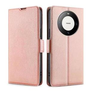 For Huawei Mate 60 Pro / Pro+ Ultra-thin Voltage Side Buckle Horizontal Flip Leather Phone Case(Rose Gold)