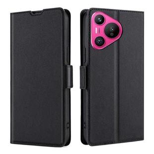 For Huawei Pura 70 Ultra-thin Voltage Side Buckle Horizontal Flip Leather Phone Case(Black)