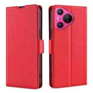 For Huawei Pura 70 Ultra-thin Voltage Side Buckle Horizontal Flip Leather Phone Case(Red)