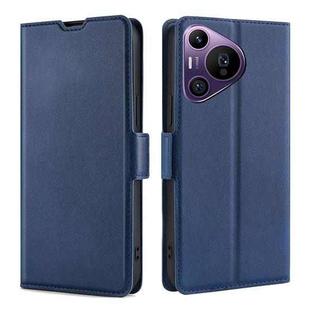 For Huawei Pura 70 Pro / Pro+ Ultra-thin Voltage Side Buckle Horizontal Flip Leather Phone Case(Blue)