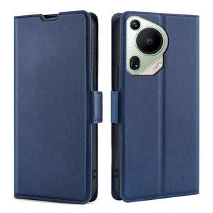 For Huawei Pura 70 Ultra Ultra-thin Voltage Side Buckle Horizontal Flip Leather Phone Case(Blue)