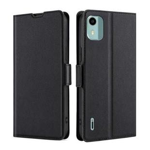 For Nokia C12 Ultra-thin Voltage Side Buckle Horizontal Flip Leather Phone Case(Black)